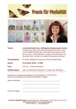 ​Lenormand Karten Kurs: Anfängerkurs Bedeutung der Karten 21.01.2023 - Dieser Artikel ist nicht auf Rechnung erhältlich